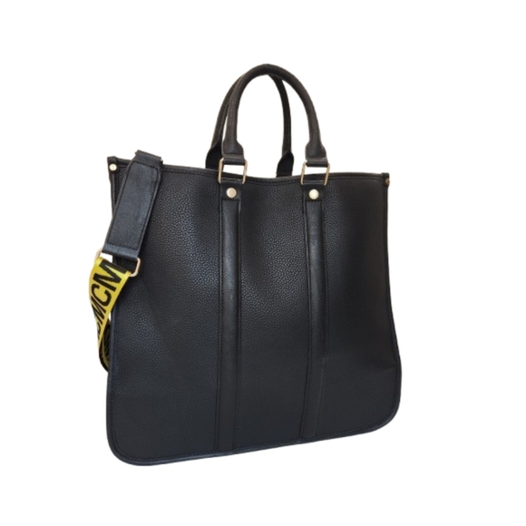 Steve Madden Structured FAUX leather Lined Tote,Black Womens OS - Picture 5 of 14